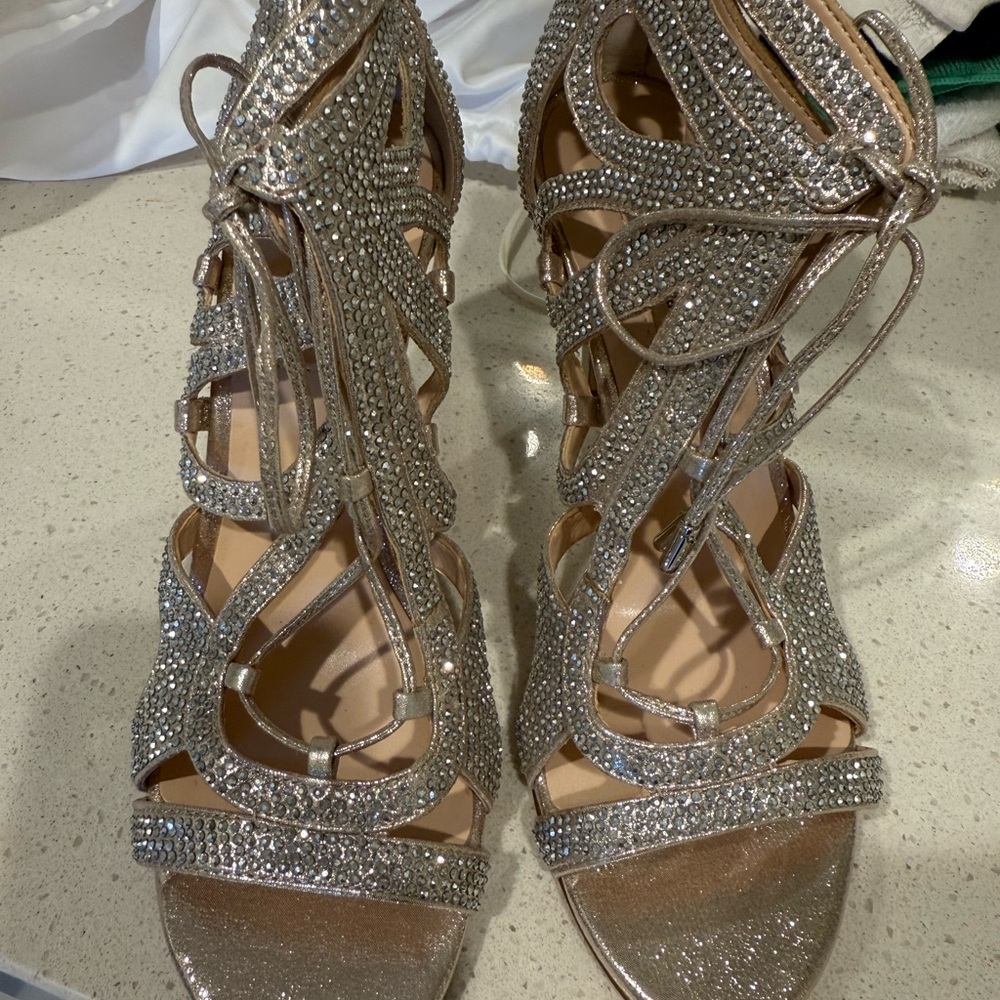 INC International Concepts Silver Crystal Heels